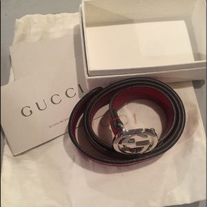 Authentic Girls Red Patent Leather Gucci Belt.